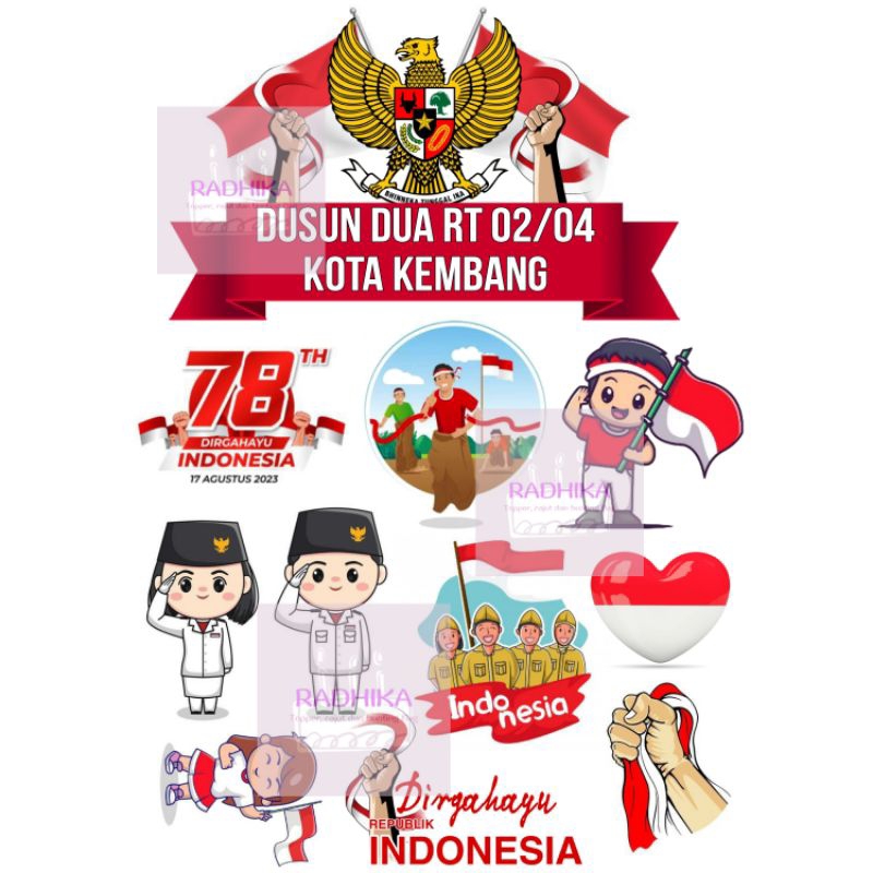 Jual Topper hiasan kue tumpeng dirgahayu kemerdekaan 17 Agustus custom