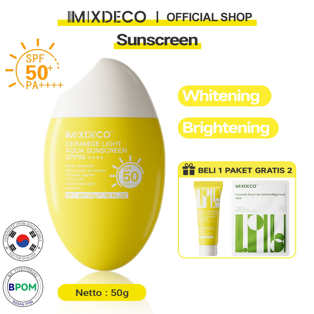 Jual [BPOM] MIXDECO Low PH Sunscreen SPF50 PA++++ All Day Ultra Light ...