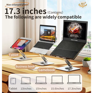 JOPREE P30 Aluminium Metal Stand 360 Rotate For Laptop Notebook Macbook Tablet Adjust Size 17