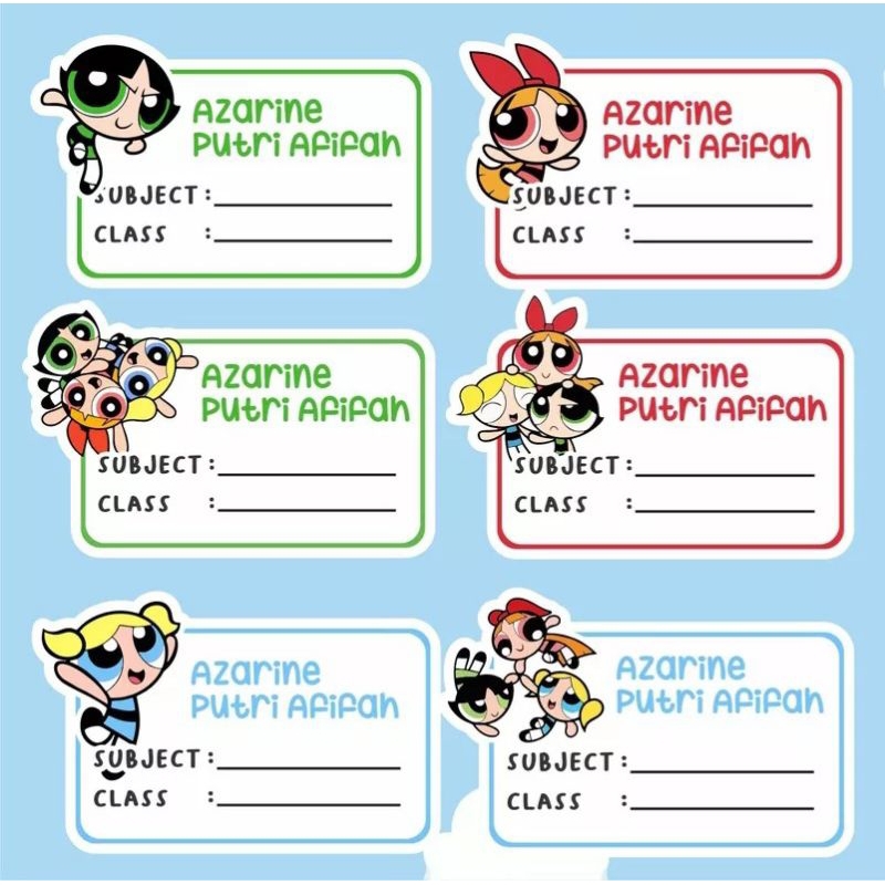 Jual PO 3 hari (Bentuk Kotak) Stiker Sticker Nama Anak untuk di tempel ...