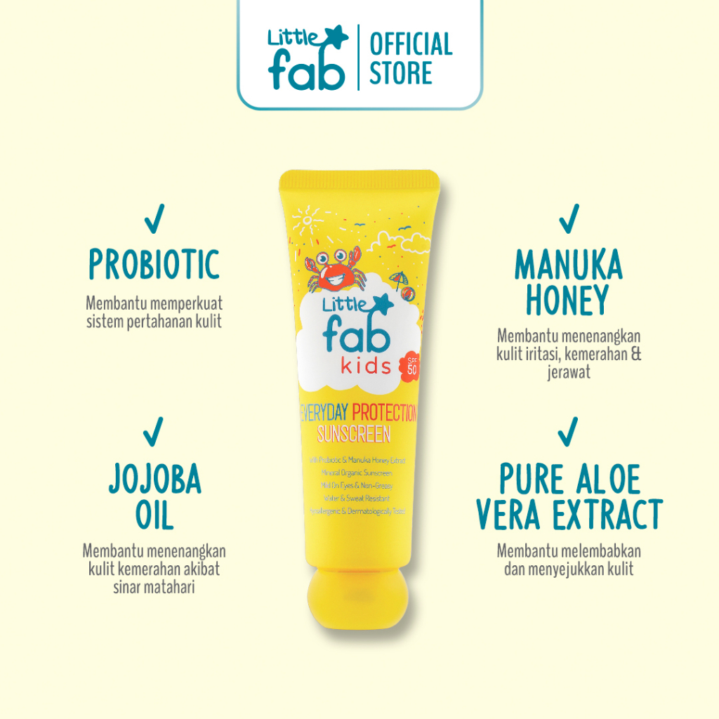 Jual Little Fab Kids - Sunscreen SPF 50 PA++++ 40ml | Sunscreen Anak ...