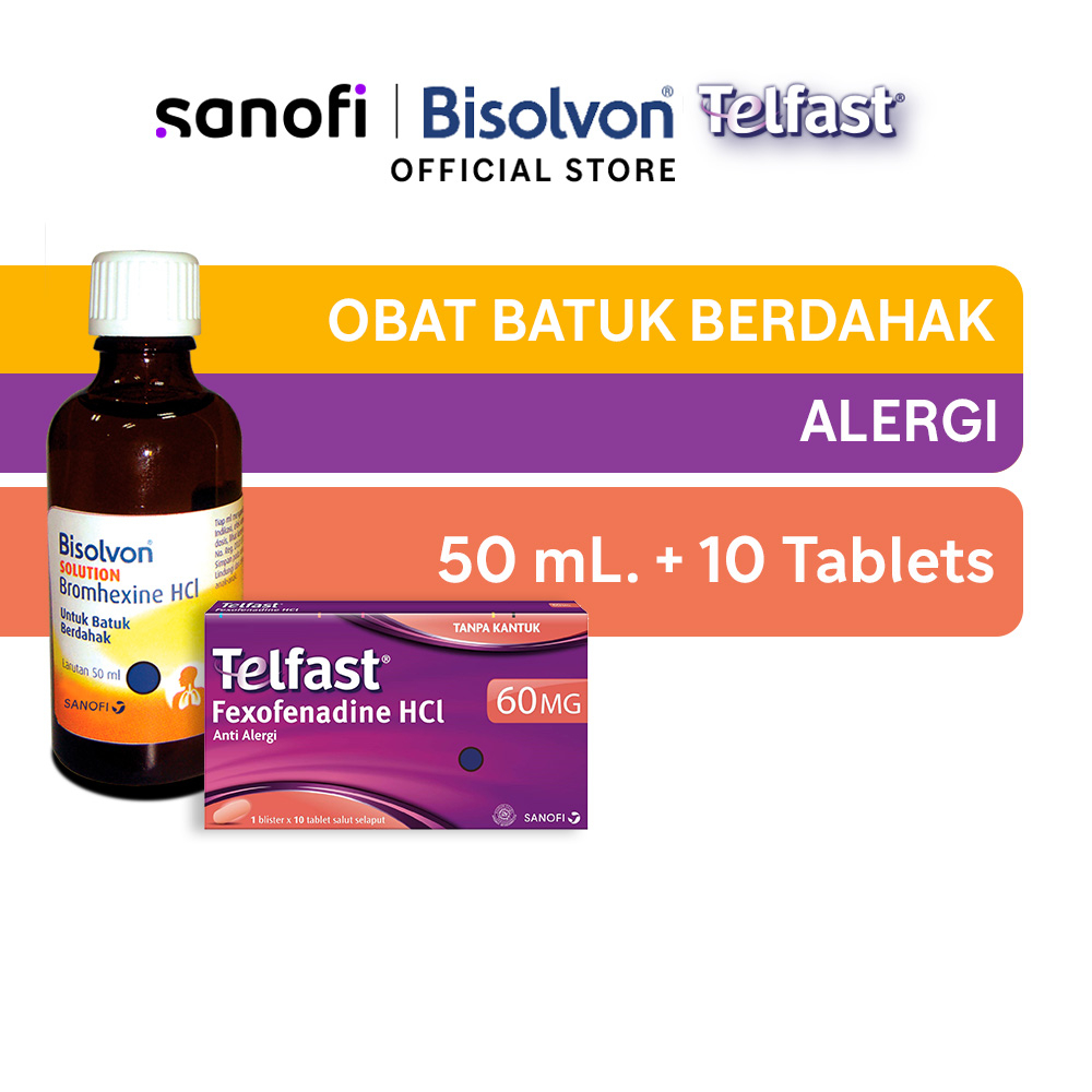 Jual Bisolvon Solution 50mL + Telfast 60mg 1 Blister Isi 10 Tablet ...