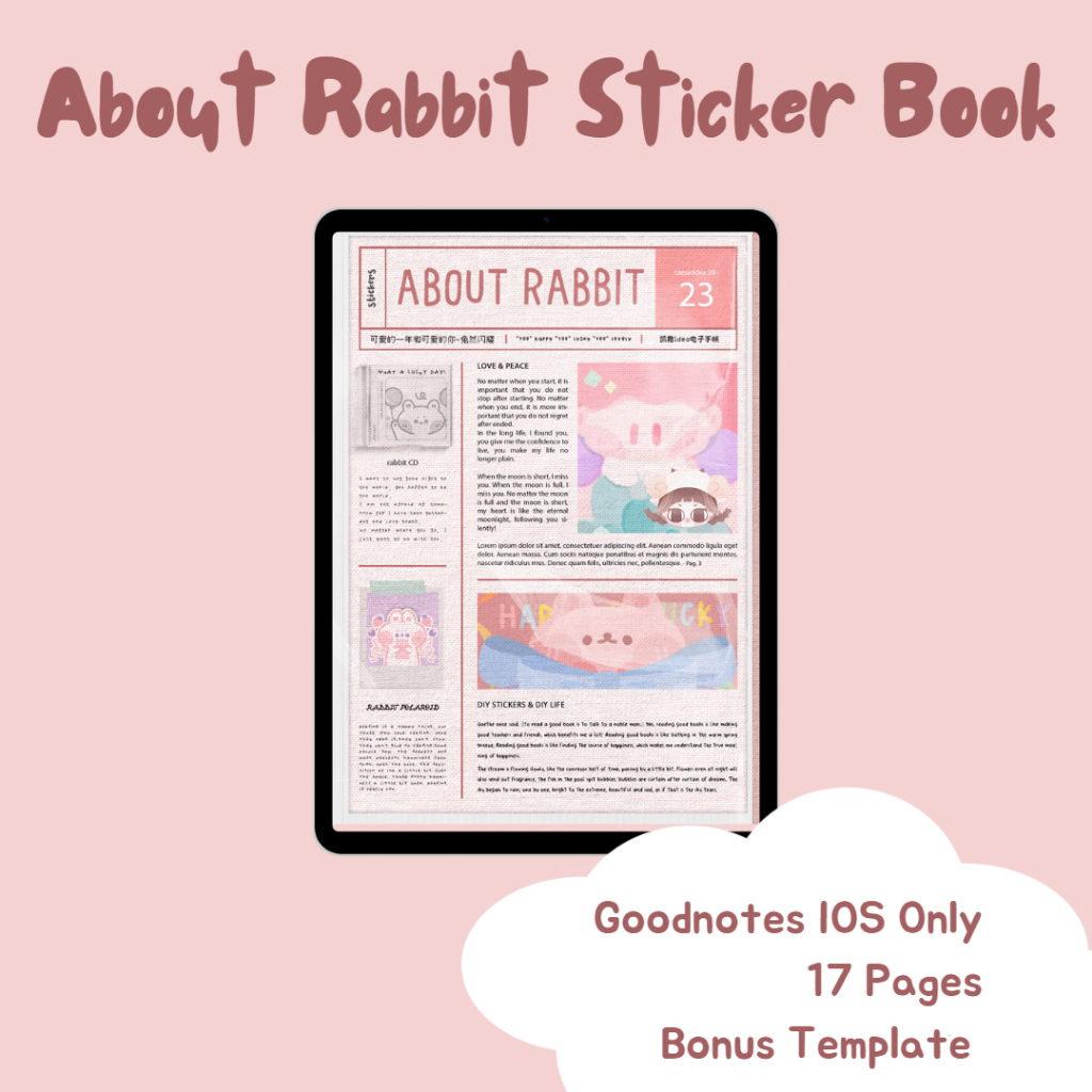 Jual Sticker Book cute for Goodnotes only --- About Rabbit Sticker Book ...