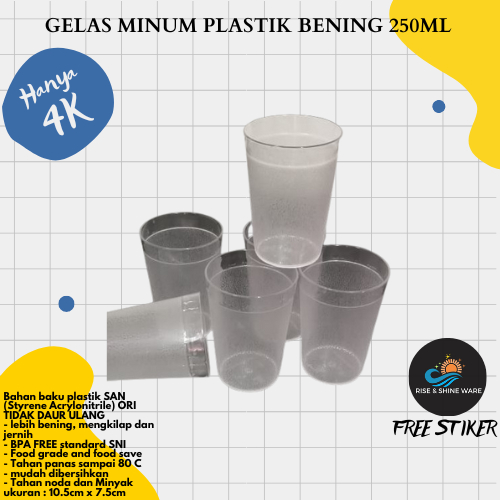 Jual Gelas Minum Plastik Bening 250 ML Shopee Indonesia