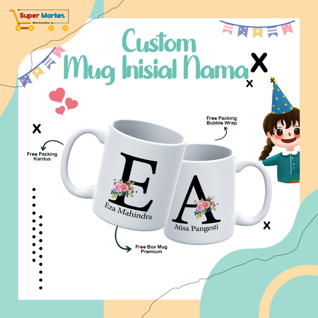 Jual Mug Inisial Nama Souvenir Mug Cangkir Nama Mug Custom Nama Cocok Untuk Souvenir Kado 3318