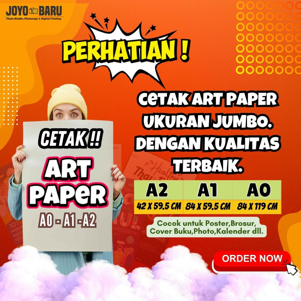 Jual CETAK ART PAPER UKURAN JUMBO A0 , A1 ,A2 GRAMASI 150G, 260G,310GSM