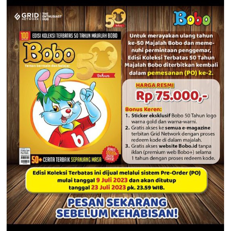 Jual Pre Order Majalah Bobo Edisi Terbatas Tahun Eta Agustus Shopee Indonesia