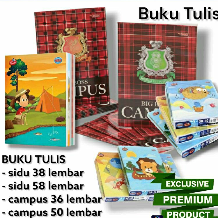 Jual ( 10 pcs ) BUKU TULIS campuss bigboss ,sinar dunia / sidu 38