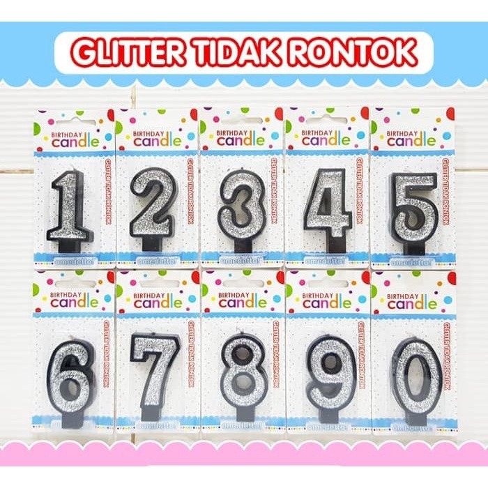  Foto zu Jual Lilin Angka Kue Ulang Tahun Warna Silver Glitter Hitam 