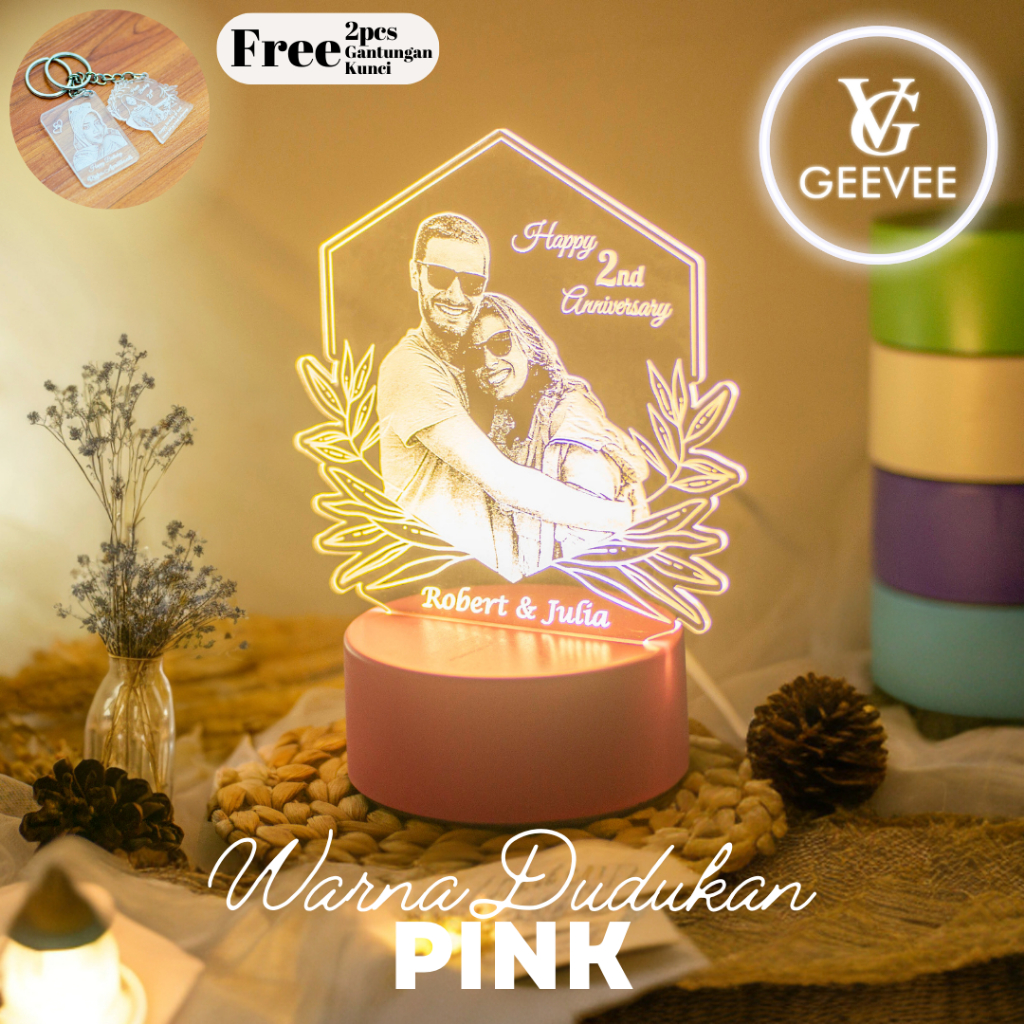 Jual Lampu tidur acrylic custom lampu hias meja 3d hadiah kado unik