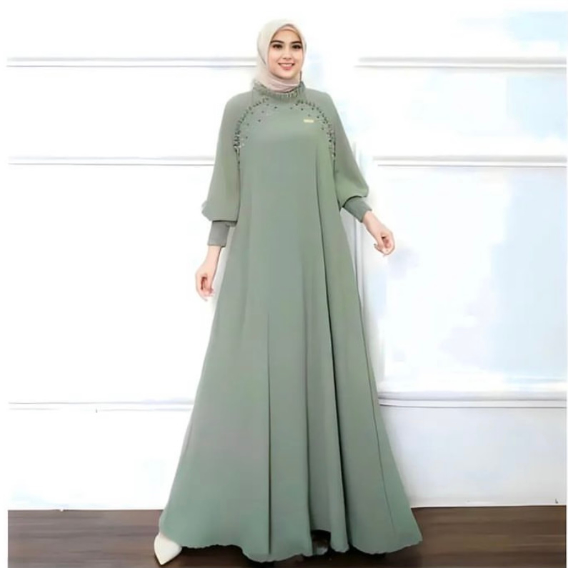 Jual Olivia Dress Gamis Premium Size L Xl Gamis Crinkle Airflow Terbaru Gamis Lebaran