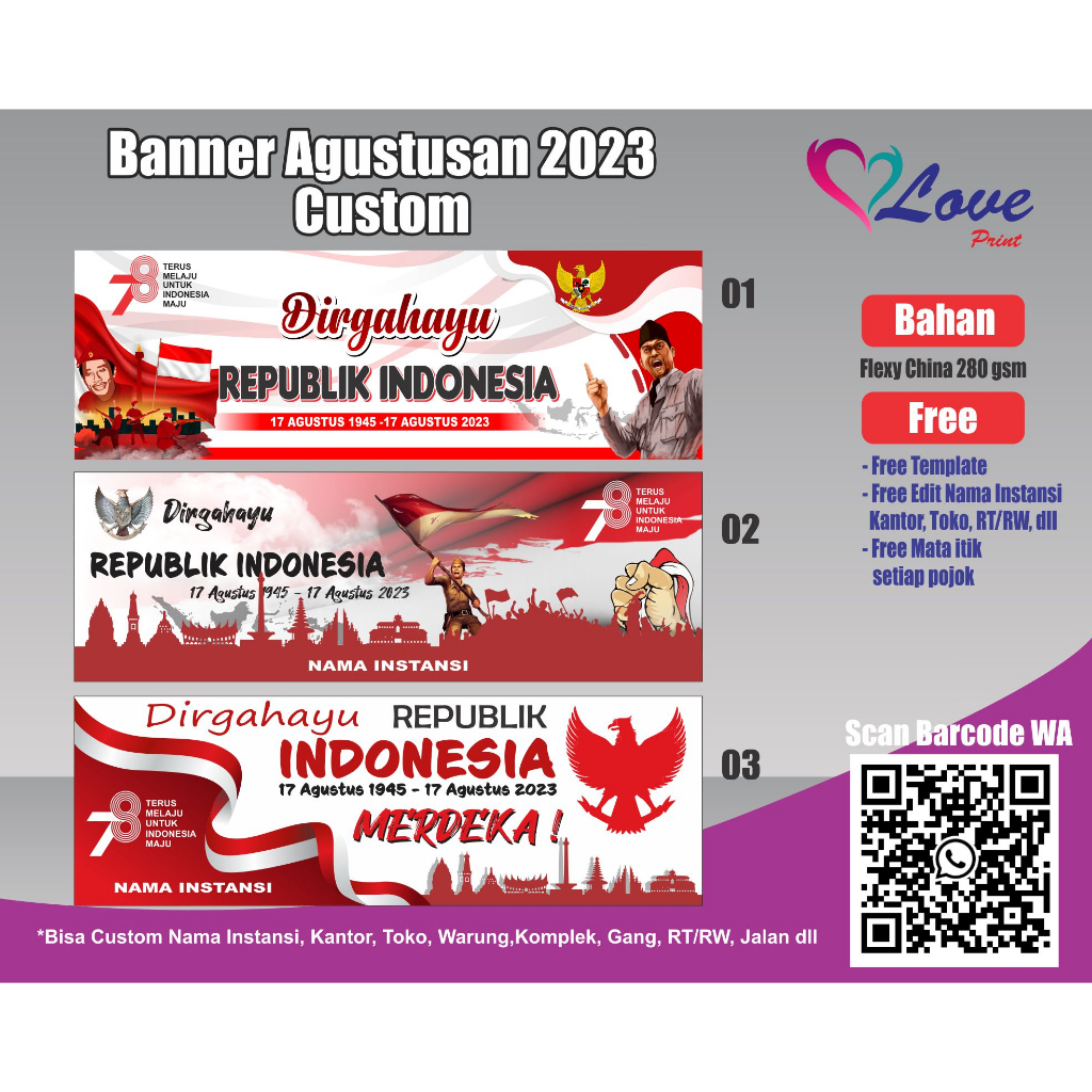 Jual Spanduk Banner 17 Agustus Dirgahayu Kemerdekaan Hut Ri Custom