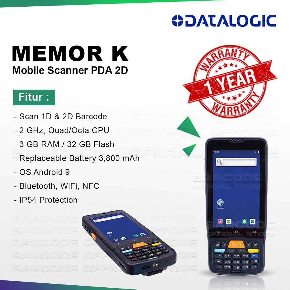 Jual Datalogic Memor K Mobile Barcode Scanner PDT PDA Android 1D 2D ...