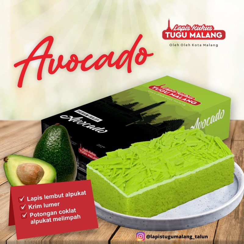 Jual Lapis Kukus Tugu Malang Avocado New Topping free bubble dan dus ...