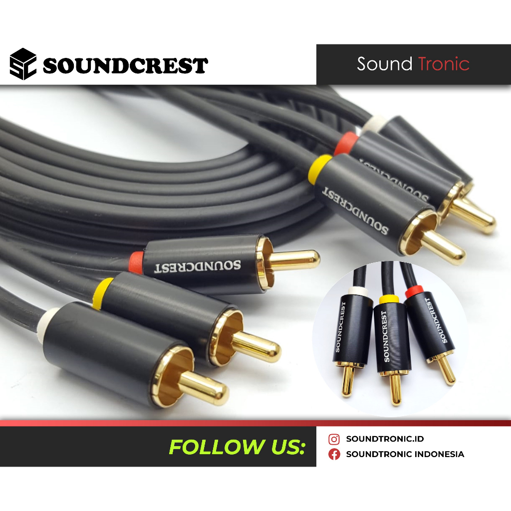 Jual Kabel Aux Audio Video 3 RCA to 3 RCA Male to Male SOUNDCREST 2M ...