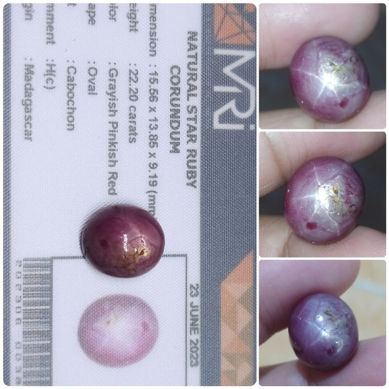 Jual Natural Pinkish Red Star Ruby Madagaskar 22 ct memo MRI Ruby ...