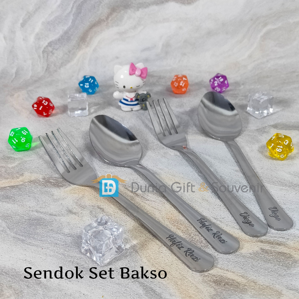 Jual Sendok Set Bakso Plus Custom Nama ~ Cutlery Set tanpa Box | Shopee ...