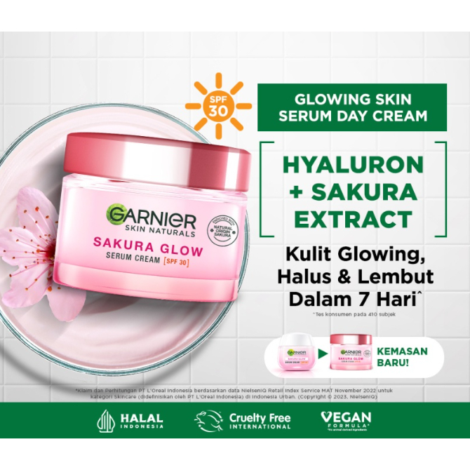 Jual Garnier Sakura Glow Kit Day & Night Cream Moisturizer Skincare