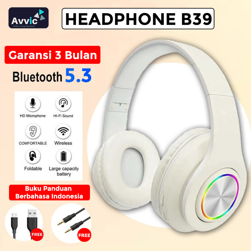 Jual B Headphone Bluetooth Wireless Headset Bando Led Mono Hifi Bass Music Shopee Indonesia