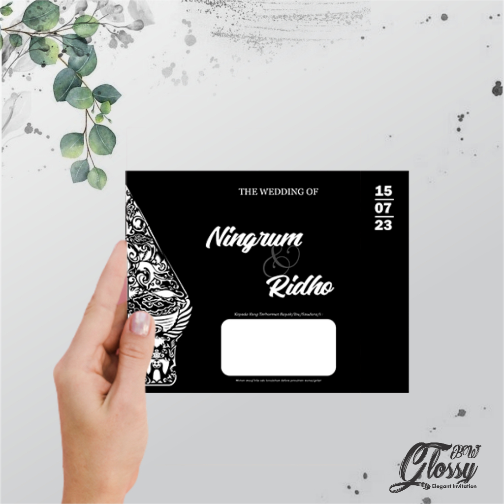Jual UNSERIES - Undangan Pernikahan GLOSSY BW HITAM PUTIH ART CARTOON