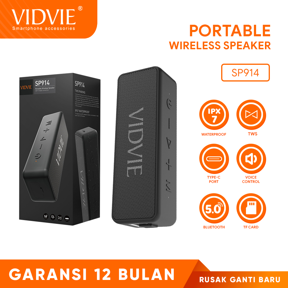 Jual Vidvie Speaker Tws Bluetooth Wireless 20W Sp914 / Ipx 7 / Tws Connect / Tf Card Slot | Shopee Indonesia