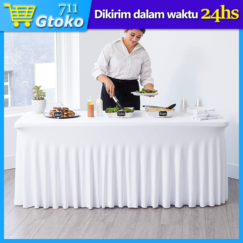 Jual Cover Sarung Taplak Meja Prasmanan Rumbai Kotak Skriting Meja Rok ...