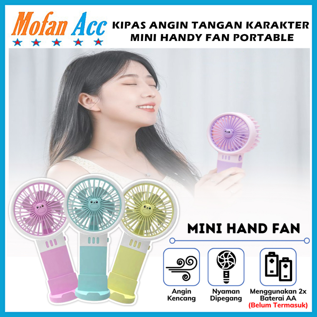 Jual Kipas Angin Genggam Tangan Karakter Handy Mini Fan Portable