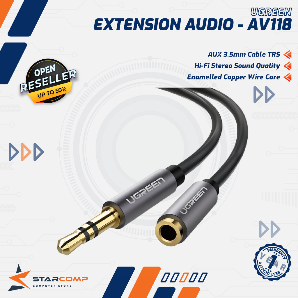 Jual Ugreen Av Kabel Extension Aux Audio Mm Trs Shopee Indonesia