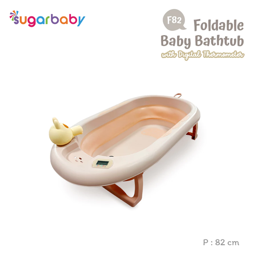 Sugar baby Foldable Baby Bathtub with Digital Thermometer F82 & F88/ Sugar Baby Bathtub/Bak Mandi lipat Anak/Bak Mandi (Brown)