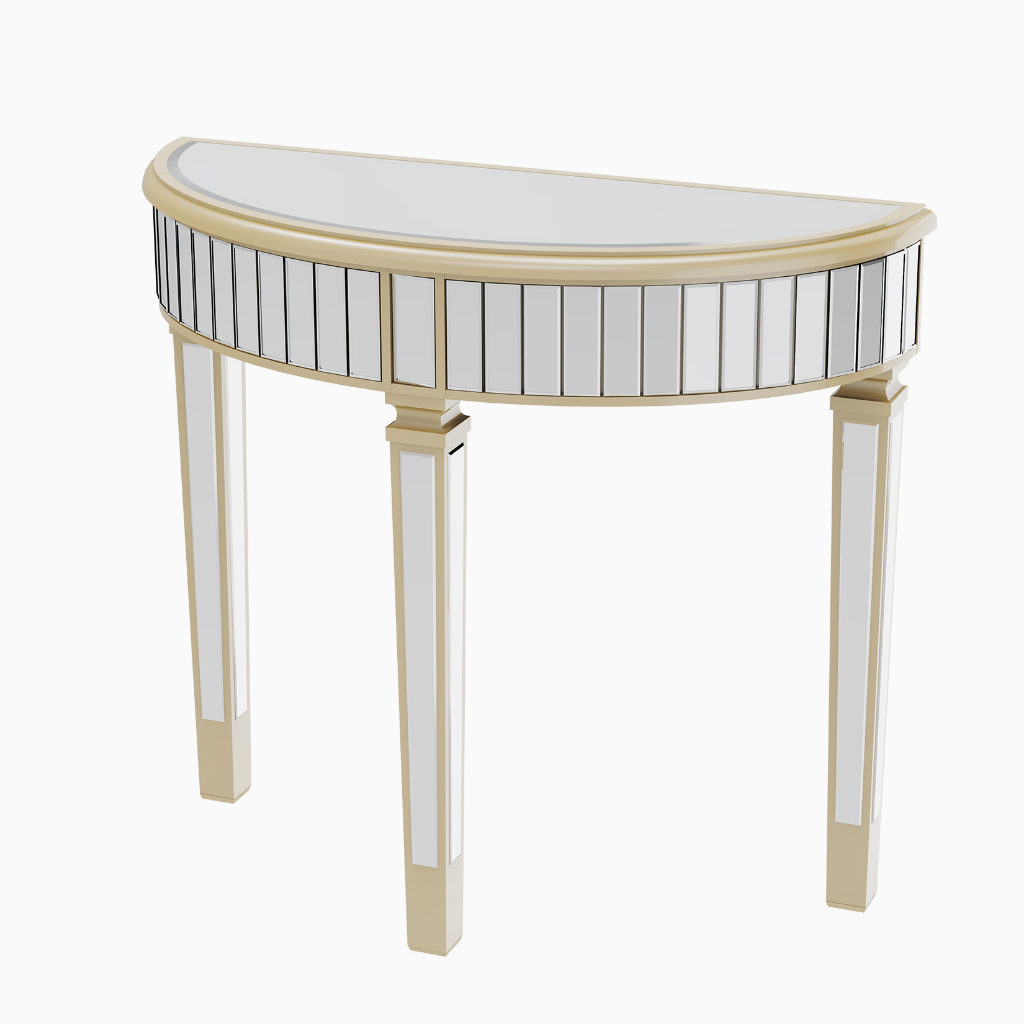 Jual Meja Masuk Meja Konsol Perak Cermin Berlian Silver Half Moon