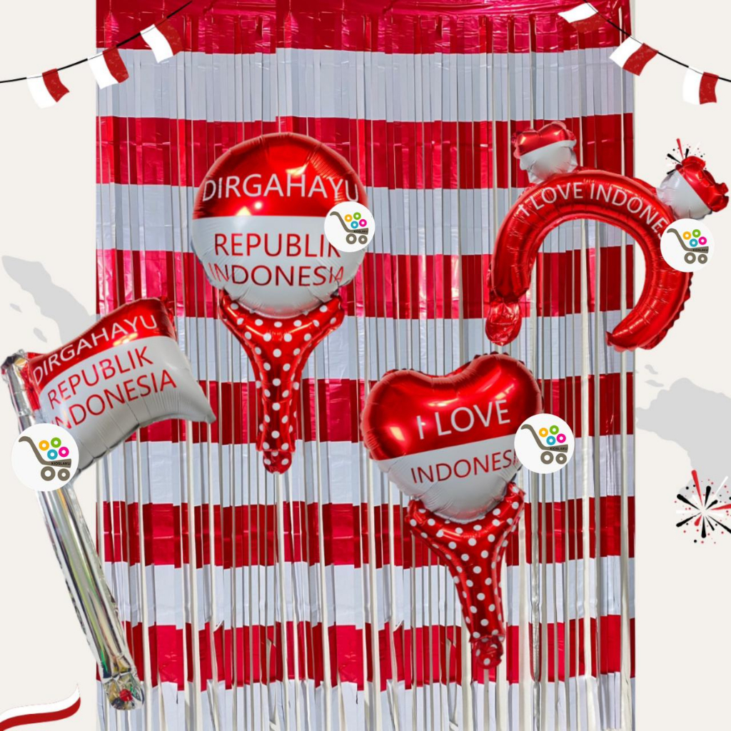 Jual Dekorasi Kemerdekaan Indonesia / Balon 17 Agustus / Tirai Merah