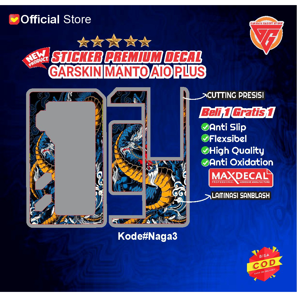 Jual Garskin sticker inner Manto AIO plus Motif Naga Bisa Custom ...