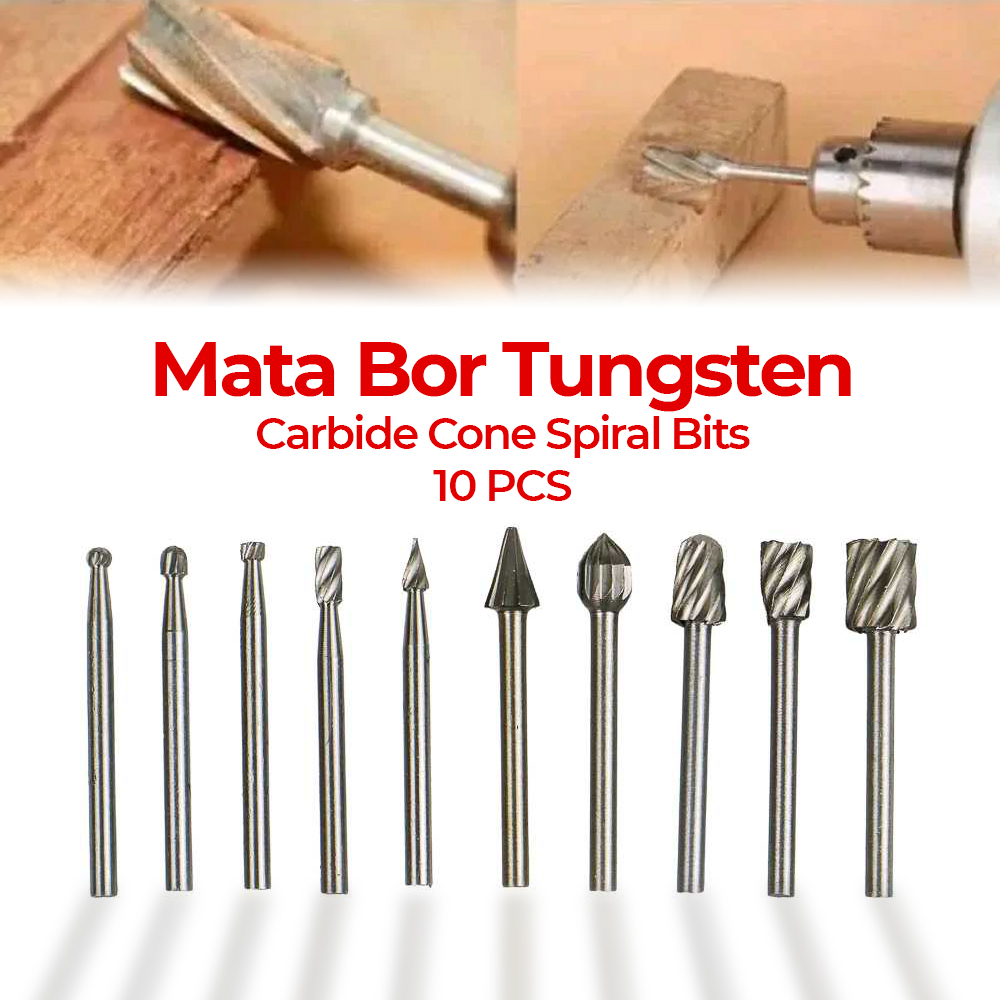 Jual 10pcs Mata tuner set mini gerinda rotary 3mm TUNGSTEN CARBIDE ukir ...