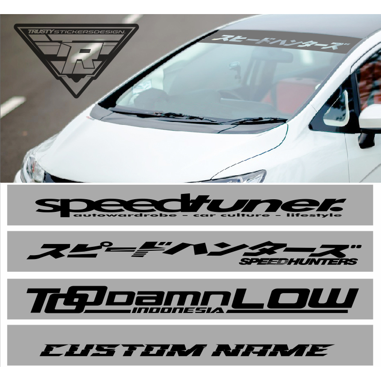Jual Sticker Kaca Depan Speedhunter kanji blok kaca Mobil jdm style mobil (Bisa Custom dan