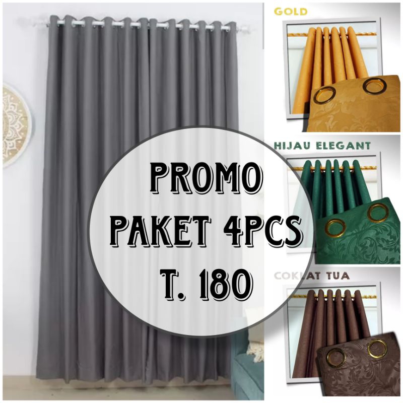 PROMO PAKET 4PCS GORDEN JENDELA SMOKRING TINGGI 180 POLOS EMBOS MINIMALIS