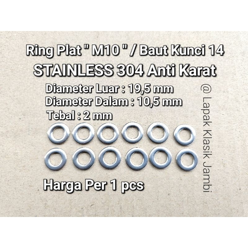 Jual Ring Plat M10 baut Kunci 14 Stainless stell 304 anti karat ...
