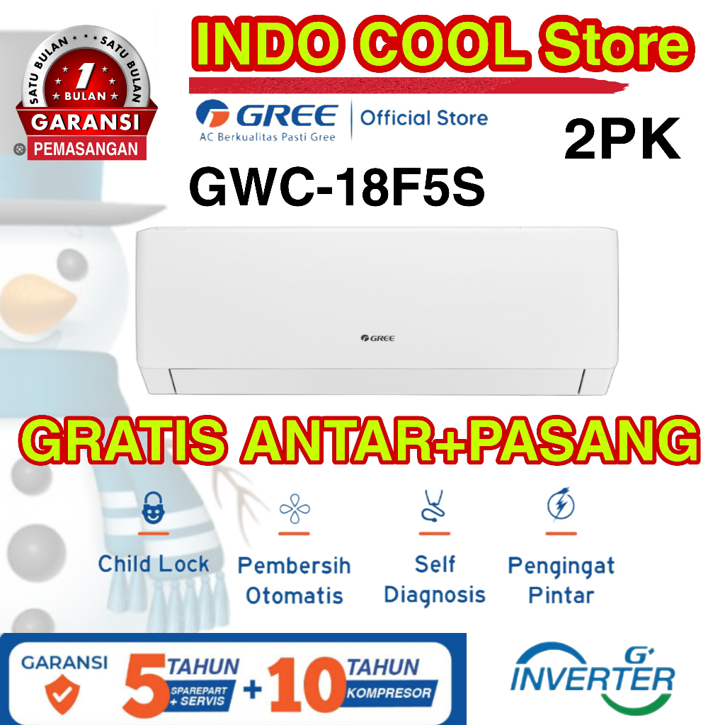 Jual Ac Split Gree Inverter 2 Pk Gwc 18f5s Shopee Indonesia 8457