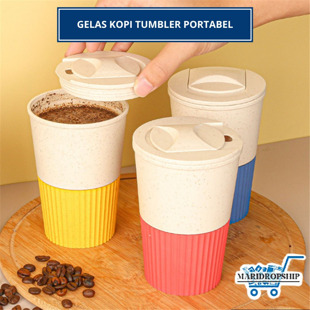Jual Wheat Straw Mug Tumbler Kopi 380 ML/Cangkir Kopi Gaya Jepang