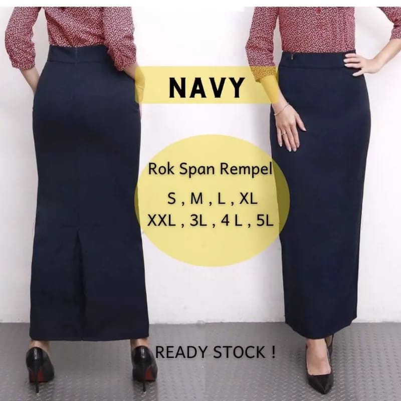 Jual Rok Kerja Panjang Hitam Span Biron Kipas Rok Skirt Bahan Formal ...