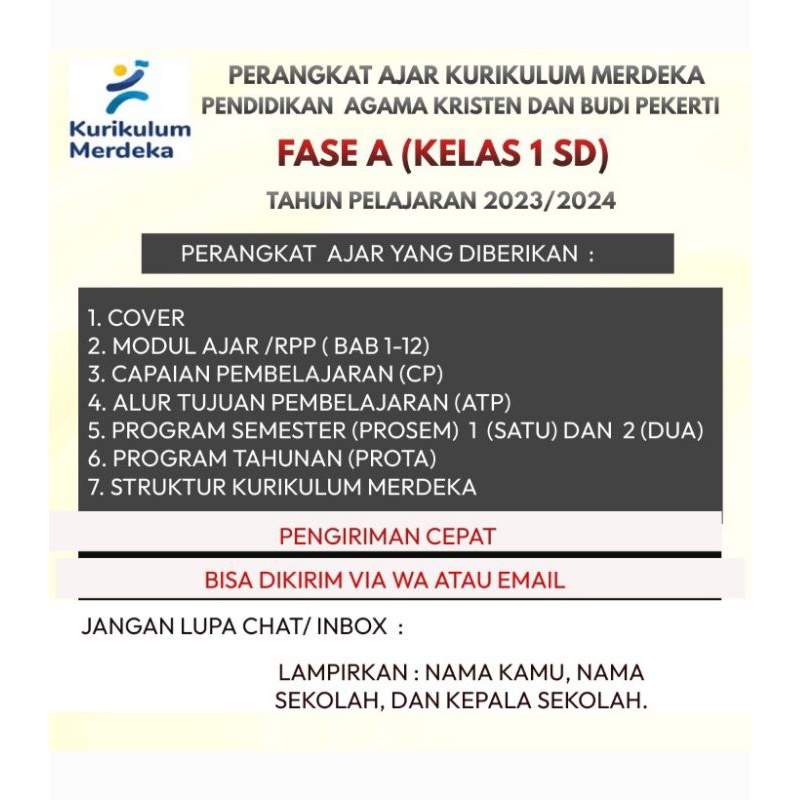 Jual PERANGKAT AJAR / RPP KURIKULUM MERDEKA KELAS 1 SD (FASE A ...