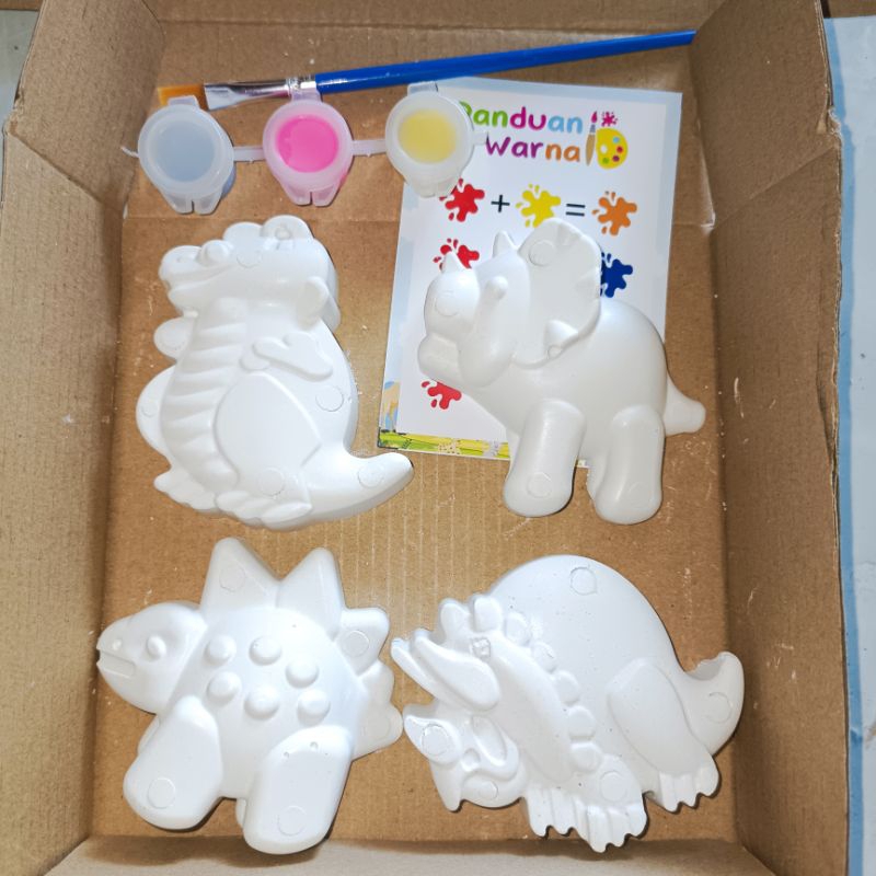 Jual HAMPERS MAINAN EDUKASI belajar dan mewarnai patung gyp (Dino ...