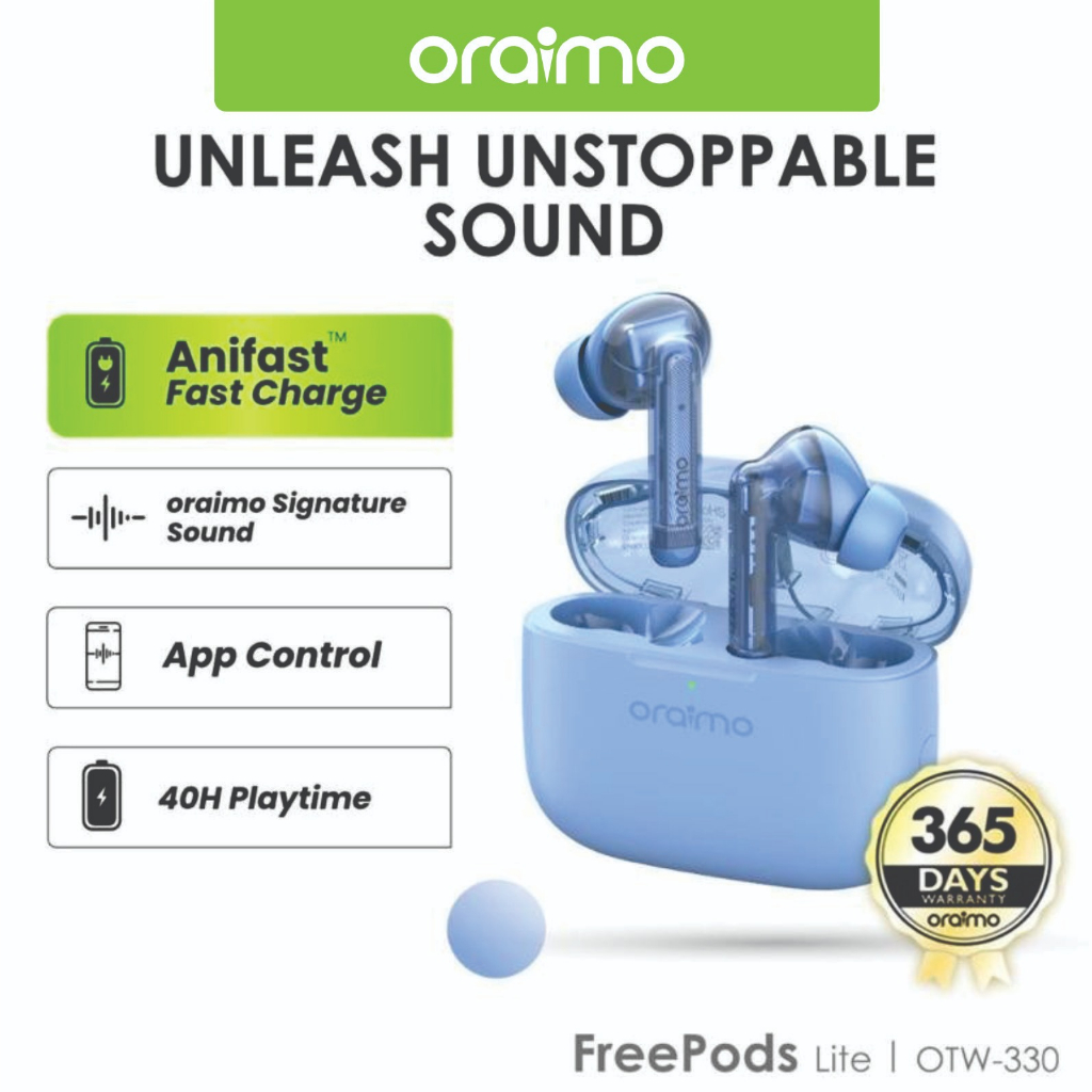 Jual Oraimo Freepods Lite Tws Earphone Bluetooth V Headset Wireless Waterproof Otw Mdl