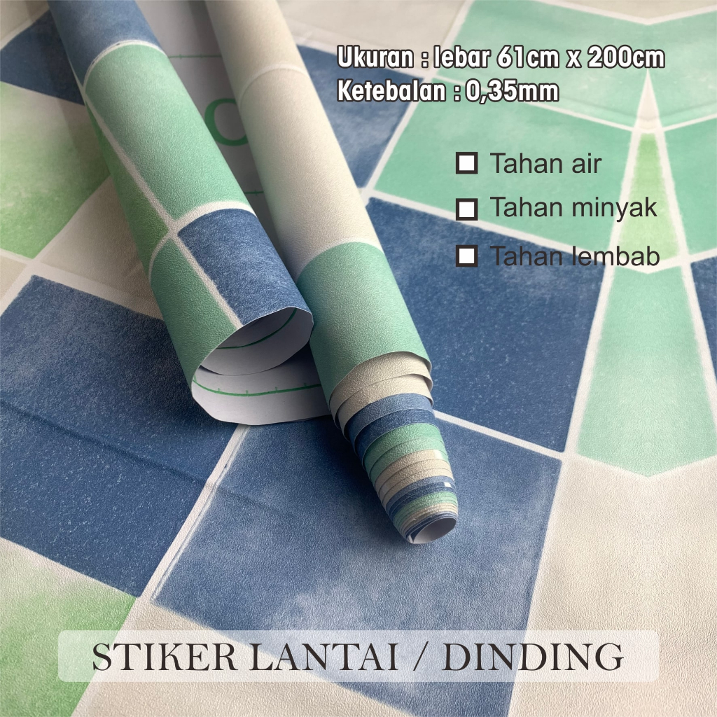 Jual Stiker Dinding Motif Kotak Cyan Biru/Wallpaper Dinding/Stiker