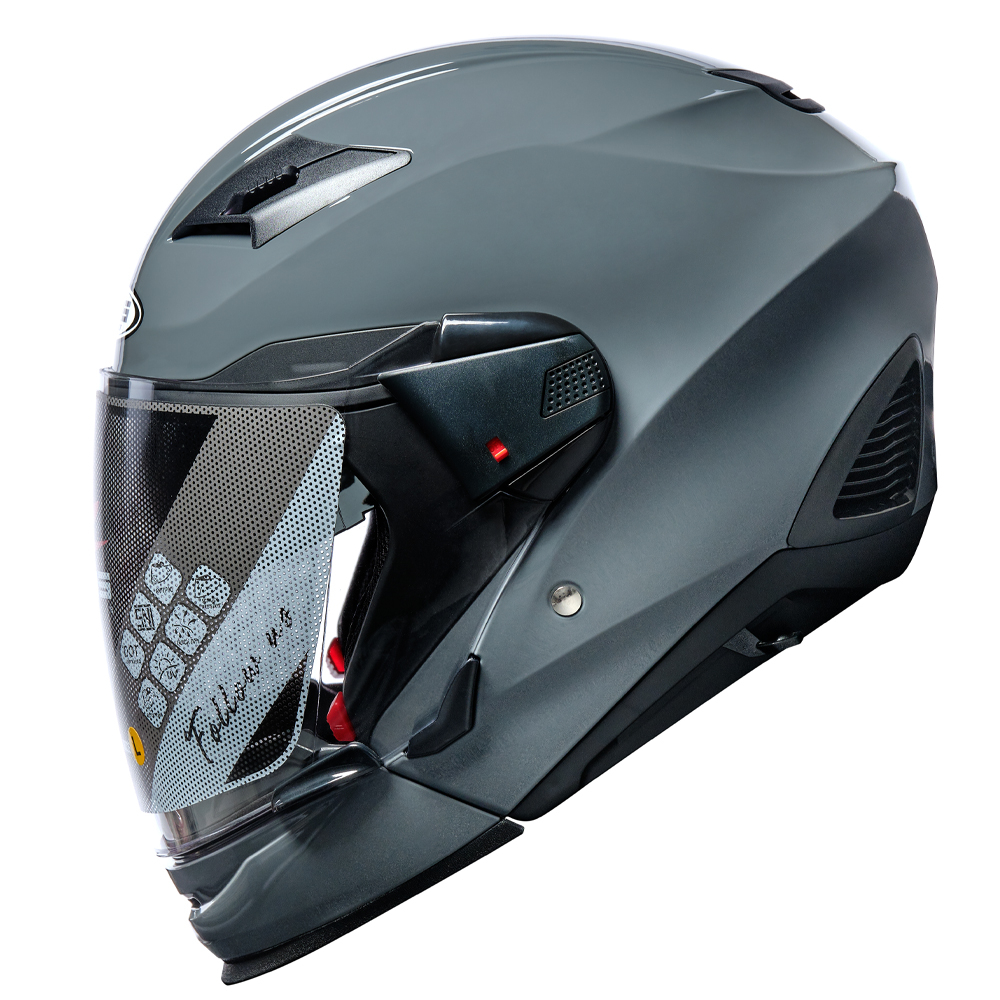 Jual Zeus Zs C Grey Glossy Modular Double Visor Bisa Jadi Full Face Dan Half Face Shopee