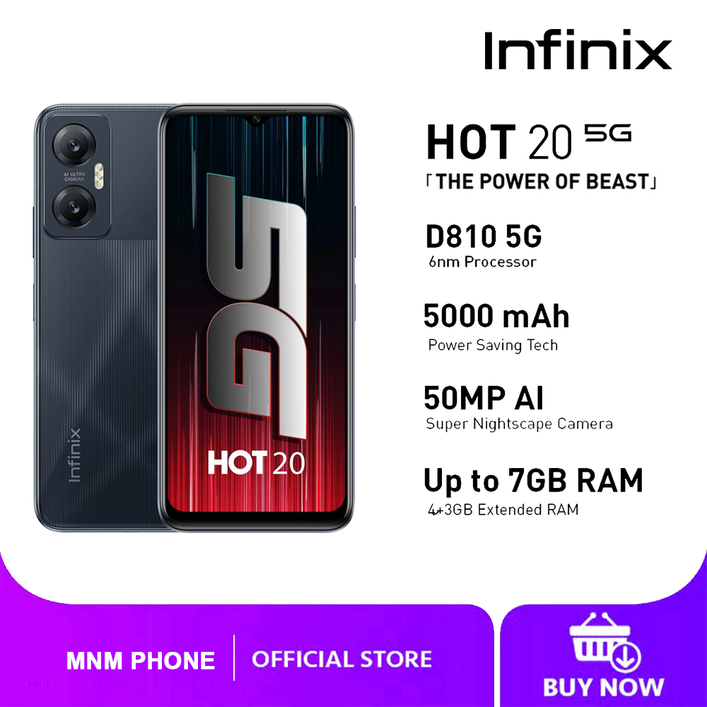 Jual Infinix Hot 20 5G 4/128GB – Up To 7GB Extended RAM - 6.6 FHD+ 120 ...