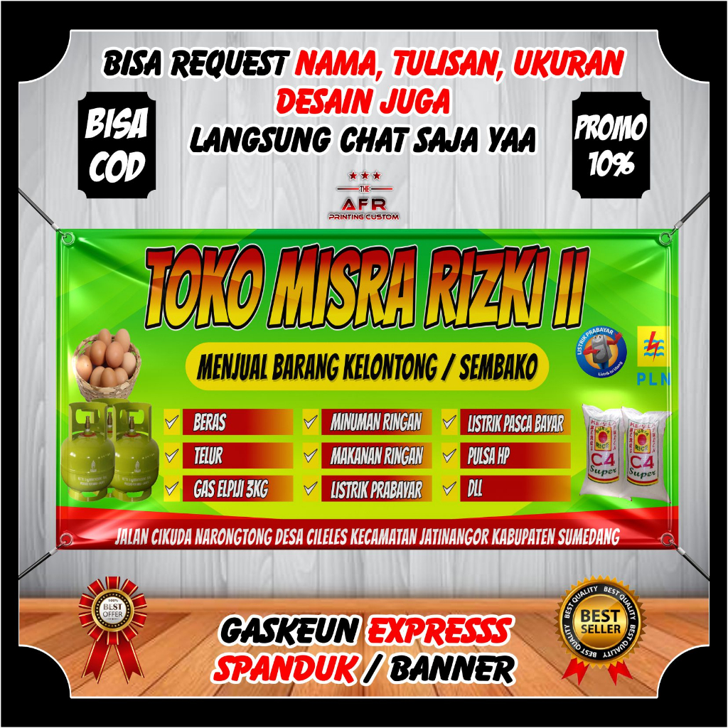 Jual Spanduk Banner Toko Sembako Kelontongan Banner Warung Jajanan Warung Beras Warung Gas