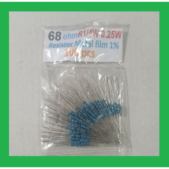 Jual Qty 100 pcs MF 68 ohm 0.25W 68R Resistor Metal film 1 percent ...