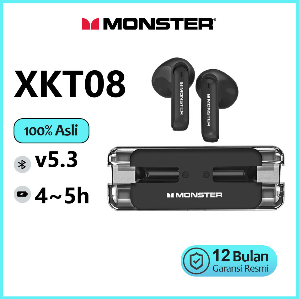 Jual TERSEDIA COD Monster XKT08 Nirkabel Bluetooth Headset Headset In Ear TWS HIFI Surround