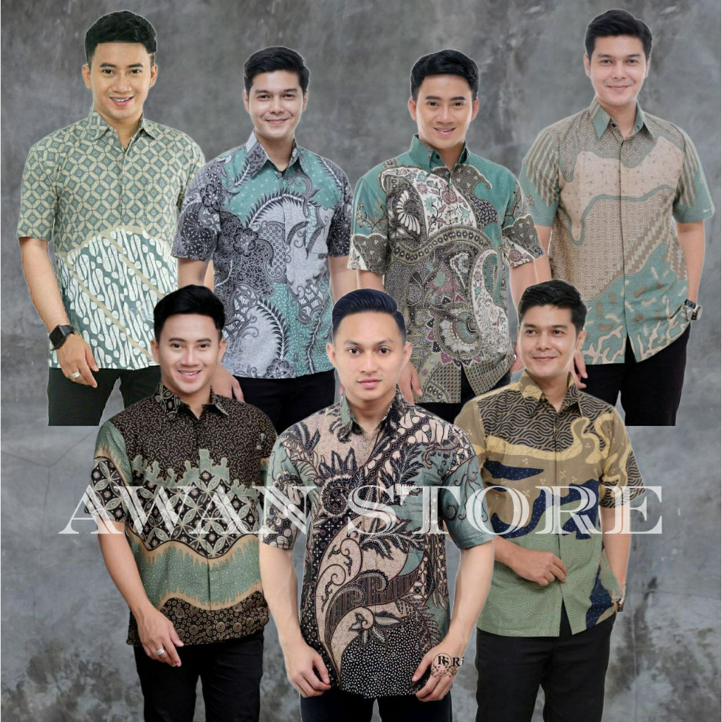 Jual TERBARU Batik SAGE Kemeja Batik Pria Lengan Pendek Hijau Sage