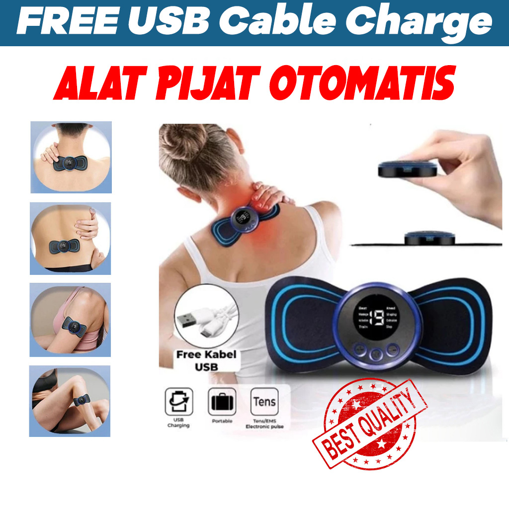 Jual Portable Massage Alat Pijat Leher Terapi Mini Pad Electric Ems Massager Recharging